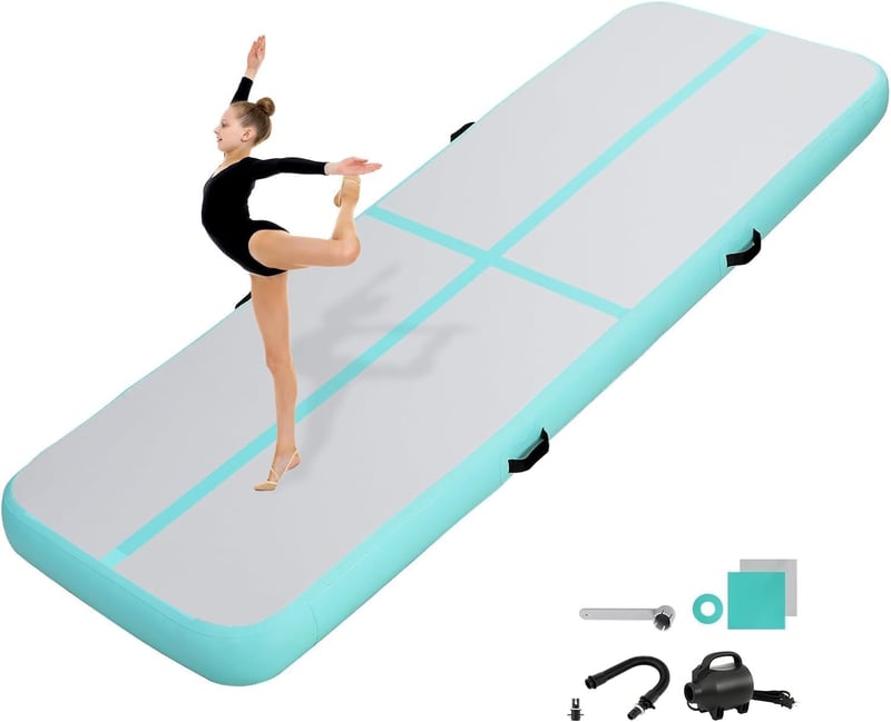 KIKILIVE Felfújható Tornaszőnyeg 400 x 100 x 10 cm Tornagymnasztikai Matrac Levegős Edzőpad