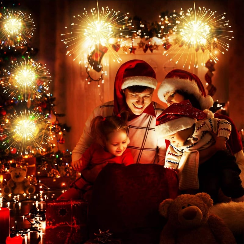 KIKILIVE LED Tűzijáték Fényfüzér 8 Módú Távirányítóval 4db Vízálló