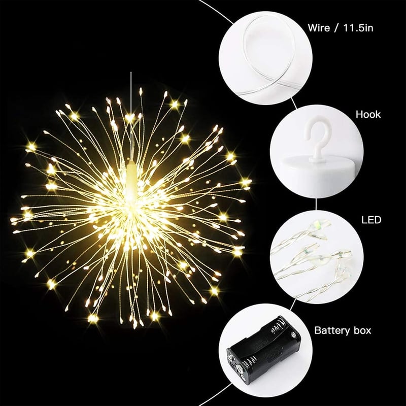 KIKILIVE LED Tűzijáték Fényfüzér 8 Módú Távirányítóval 4db Vízálló