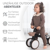 Bicicletă de echilibru fără pedale Kikka Boo ZIPI cu coș, reglabilă, pentru bebeluși de 12-24 luni, bej 7