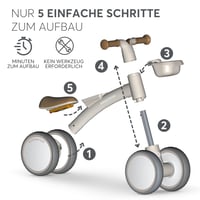 Bicicletă de echilibru fără pedale Kikka Boo ZIPI cu coș, reglabilă, pentru bebeluși de 12-24 luni, bej 3