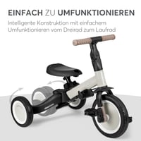 Triciclu 5 în 1 KikkaBoo FLIP, Bicicletă fără pedale, pentru copii de la 1 la 5 ani, cu mâner parental, poate fi utilizat și fără pedale, convertibil, bej 6