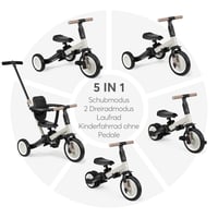 Triciclu 5 în 1 KikkaBoo FLIP, Bicicletă fără pedale, pentru copii de la 1 la 5 ani, cu mâner parental, poate fi utilizat și fără pedale, convertibil, bej 3