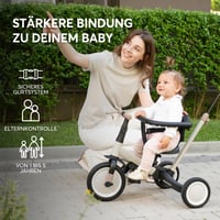 Triciclu 5 în 1 KikkaBoo FLIP, Bicicletă fără pedale, pentru copii de la 1 la 5 ani, cu mâner parental, poate fi utilizat și fără pedale, convertibil, bej 7
