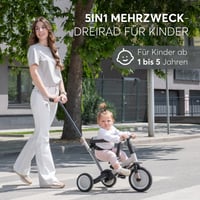Triciclu 5 în 1 KikkaBoo FLIP, Bicicletă fără pedale, pentru copii de la 1 la 5 ani, cu mâner parental, poate fi utilizat și fără pedale, convertibil, bej 2