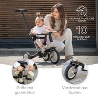 Triciclu 5 în 1 KikkaBoo FLIP, Bicicletă fără pedale, pentru copii de la 1 la 5 ani, cu mâner parental, poate fi utilizat și fără pedale, convertibil, bej 4
