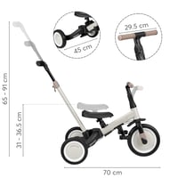 Triciclu 5 în 1 KikkaBoo FLIP, Bicicletă fără pedale, pentru copii de la 1 la 5 ani, cu mâner parental, poate fi utilizat și fără pedale, convertibil, bej 9