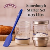 Kilner Kovászindító Készlet 5 Részes, 2x350ml Üveg Rozsdamentes Fedéllel és Spatulával - Sourdough Starter Set 2
