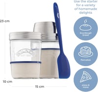 Kilner Kovászindító Készlet 5 Részes, 2x350ml Üveg Rozsdamentes Fedéllel és Spatulával - Sourdough Starter Set 5