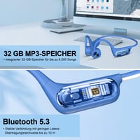 KIM HOST Slúchadlá s kostným vedením na plávanie, vodotesnosť IP68, 32GB MP3 prehrávač a Bluetooth 5.4, športové slúchadlá s otvorenou konštrukciou na plávanie pod vodou, beh a cvičenie 6