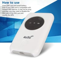 KIMISS 5G WiFi Hordozható Router - 4G LTE USB WiFi Modem 300Mbps Sebességgel, Micro SIM Kártyahely, 3200mAh Akkumulátor, 10 Eszköz Csatlakoz 3