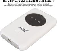 KIMISS 5G WiFi Hordozható Router - 4G LTE USB WiFi Modem 300Mbps Sebességgel, Micro SIM Kártyahely, 3200mAh Akkumulátor, 10 Eszköz Csatlakoz 4