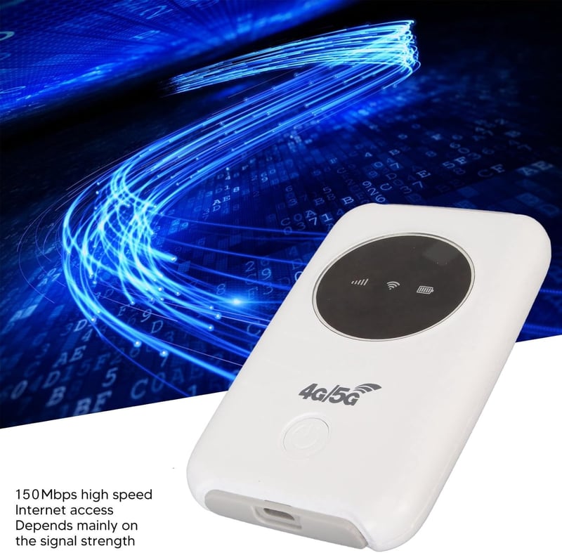 KIMISS 5G WiFi Hordozható Router - 4G LTE USB WiFi Modem 300Mbps Sebességgel, Micro SIM Kártyahely, 3200mAh Akkumulátor, 10 Eszköz Csatlakoz