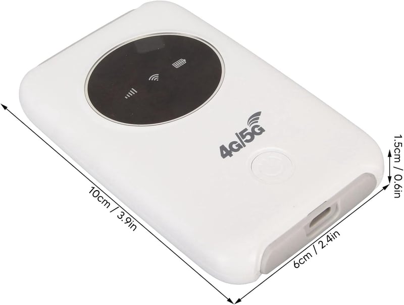 KIMISS 5G WiFi Hordozható Router - 4G LTE USB WiFi Modem 300Mbps Sebességgel, Micro SIM Kártyahely, 3200mAh Akkumulátor, 10 Eszköz Csatlakoz