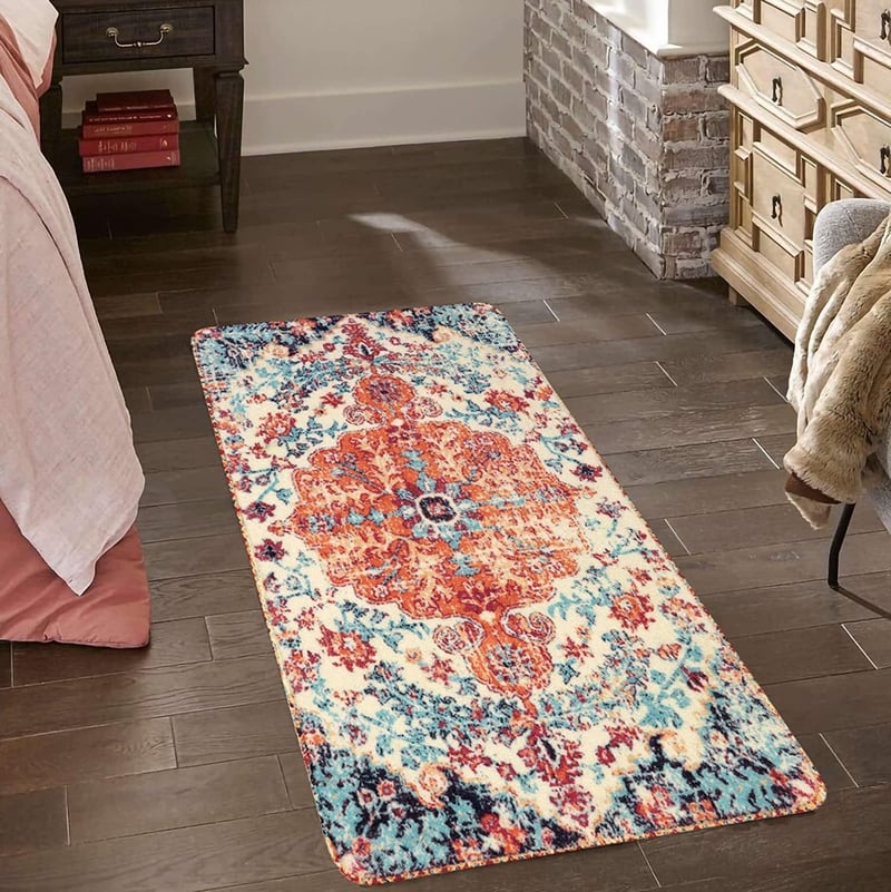 KIMODE Boho Virágmintás Futó Szőnyeg 60x120 cm Mosható Csúszásmentes Konyhai Hálószobai Előszobai Szőnyeg