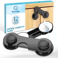 Set 12 încuietori de siguranță pentru copii Kimsky – Dispozitiv autoadeziv pentru blocarea sertarelor și dulapurilor, potrivit pentru frigider, uși, fără găurire, negru 1