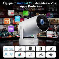 Kimwood Hordozható Mini Projektor FHD 1080P Android TV Bluetooth WiFi 6 Autofókusz 3