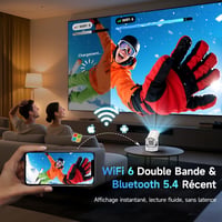 Kimwood Hordozható Mini Projektor FHD 1080P Android TV Bluetooth WiFi 6 Autofókusz 5