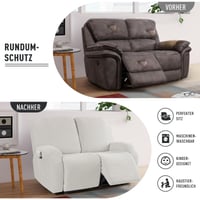 Husă pentru fotoliu KinCam cu brațe, Husă de protecție pentru fotoliu cu urechi, pentru scaun relax și scaun TV, Husă de canapea lavabilă pentru copii și animale de companie, 2 locuri, crem 4