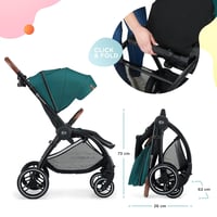 Kinderkraft 2-in-1 Evolution Cocoon Kombinált Babakocsi Zöld, Hordozható Utazóágy, UPF 50+ 5