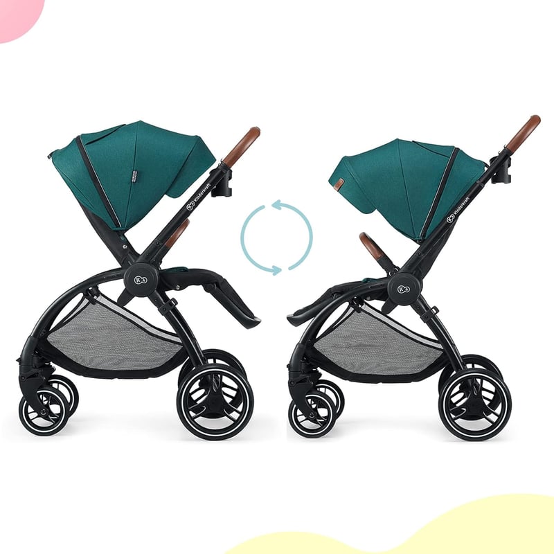 Kinderkraft 2-in-1 Evolution Cocoon Kombinált Babakocsi Zöld, Hordozható Utazóágy, UPF 50+