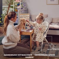 Kombinovaná detská stolička Kinderkraft DINNLY od 6 mesiacov do 5 rokov s bezpečnostným pásom, opierkou nôh a táckou, svetlosivá 8