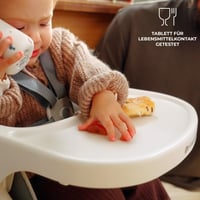 Kombinovaná detská stolička Kinderkraft DINNLY od 6 mesiacov do 5 rokov s bezpečnostným pásom, opierkou nôh a táckou, svetlosivá 7