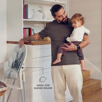 Kombinovaná detská stolička Kinderkraft DINNLY od 6 mesiacov do 5 rokov s bezpečnostným pásom, opierkou nôh a táckou, svetlosivá 3