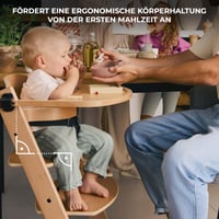 Detská stolička Kinderkraft ENOCK 3 v 1 z bukového dreva – strieborno-sivá, s táckou 3