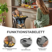Kinderkraft FOLDEE sklopiva hranilica za djecu, podesiv naslon i oslonac za noge, pladanj i košara za odlaganje, siva, od 6 mjeseci starosti 7
