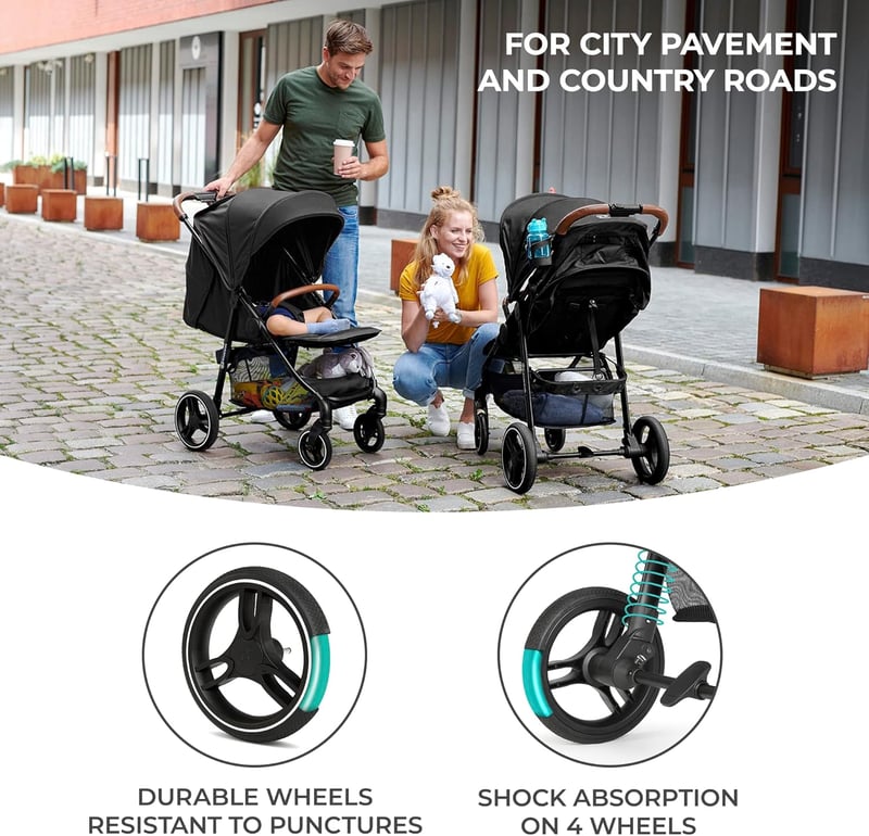 Kinderkraft Grande Plus Babakocsi Újszülöttől 22 kg-ig, Fekvő Pozíció, Egykéz Összecsukható