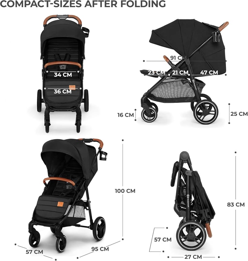 Kinderkraft Grande Plus Babakocsi Újszülöttől 22 kg-ig, Fekvő Pozíció, Egykéz Összecsukható