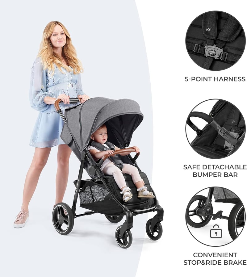 Kinderkraft Grande Plus Babakocsi Újszülöttől 22 kg-ig, Fekvő Pozíció, Egykéz Összecsukható