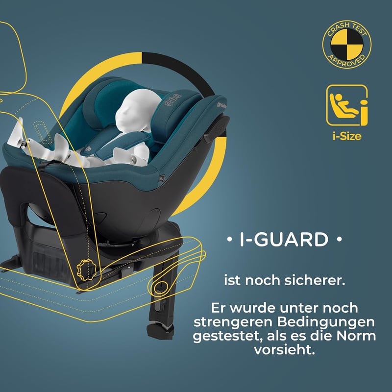 Kinderkraft I-Guard i-size 40-105 cm Autósülés Isofix és Támaszlábbal, 360° Forgó, Harbor Blue