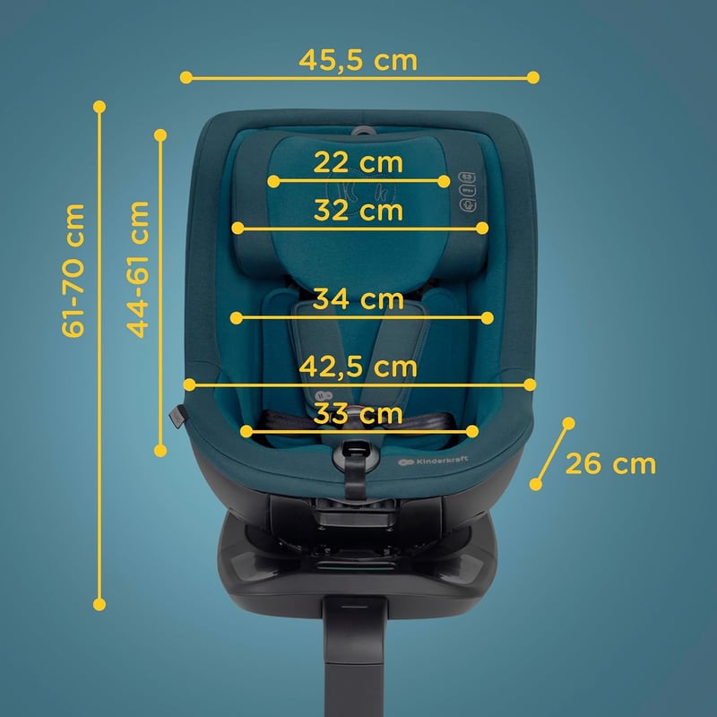 Kinderkraft I-Guard i-size 40-105 cm Autósülés Isofix és Támaszlábbal, 360° Forgó, Harbor Blue