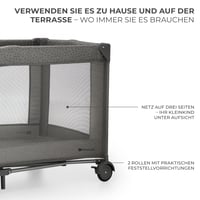 Pătuț pliant pentru copii Kinderkraft Joy 2 ACC, 120x60 cm, de la naștere până la 15 kg, cu carusel și jucării, gri 7