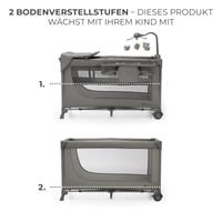 Pătuț pliant pentru copii Kinderkraft Joy 2 ACC, 120x60 cm, de la naștere până la 15 kg, cu carusel și jucării, gri 6