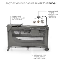 Pătuț pliant pentru copii Kinderkraft Joy 2 ACC, 120x60 cm, de la naștere până la 15 kg, cu carusel și jucării, gri 9