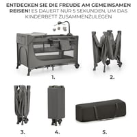 Pătuț pliant pentru copii Kinderkraft Joy 2 ACC, 120x60 cm, de la naștere până la 15 kg, cu carusel și jucării, gri 5