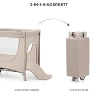 Pătuț pliant Kinderkraft Joy 2 2 în 1 pentru bebeluși cu roți, bej 3