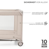 Pătuț pliant Kinderkraft Joy 2 2 în 1 pentru bebeluși cu roți, bej 7