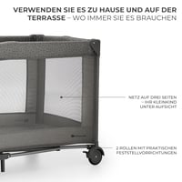 Kinderkraft Joy 2 összecsukható utazó járulék, 2 az 1-ben baba ágy, kerekekkel, sötétszürke - Dark Grey, JOY 2 4
