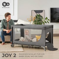Kinderkraft Joy 2 összecsukható utazó járulék, 2 az 1-ben baba ágy, kerekekkel, sötétszürke - Dark Grey, JOY 2 2