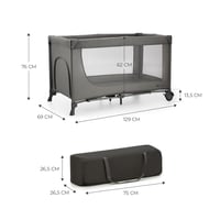 Kinderkraft Joy 2 összecsukható utazó járulék, 2 az 1-ben baba ágy, kerekekkel, sötétszürke - Dark Grey, JOY 2 9