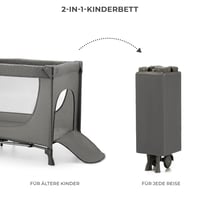 Kinderkraft Joy 2 összecsukható utazó járulék, 2 az 1-ben baba ágy, kerekekkel, sötétszürke - Dark Grey, JOY 2 8