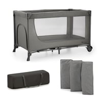 Kinderkraft Joy 2 összecsukható utazó járulék, 2 az 1-ben baba ágy, kerekekkel, sötétszürke - Dark Grey, JOY 2 1