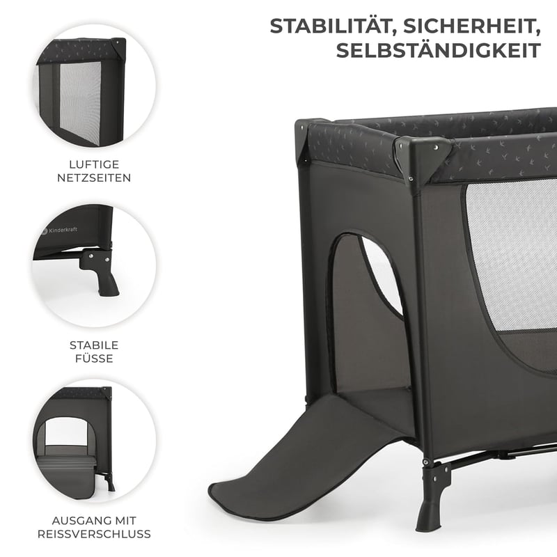 Kinderkraft Joy Light utazó kiságy összecsukható szürke hordtáskával - Light Grey, JOY LIGHT