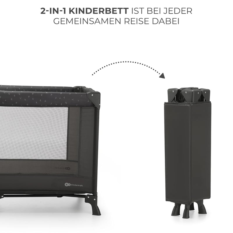 Kinderkraft Joy Light utazó kiságy összecsukható szürke hordtáskával - Light Grey, JOY LIGHT