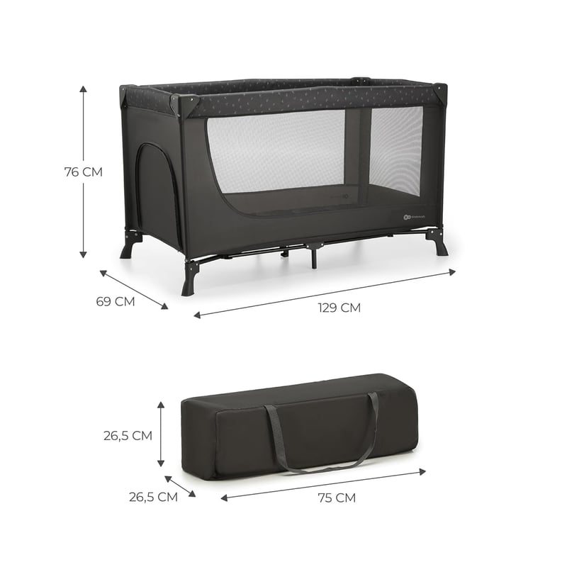 Kinderkraft Joy Light utazó kiságy összecsukható szürke hordtáskával - Light Grey, JOY LIGHT
