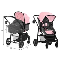 Cărucior Kinderkraft July 2 în 1 cu landou, roz 7